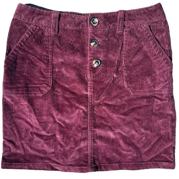 Joe Fresh  Girls Maroon Corduroy Button Skirt Size 12 - Picture 1 of 4